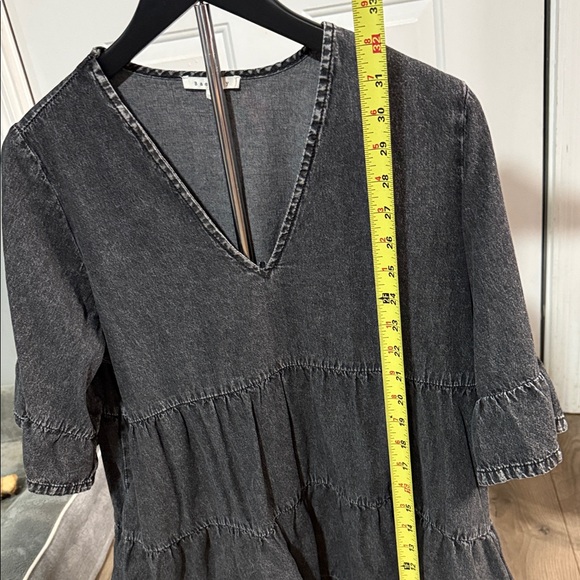 Black Denim V-Neck Tiered Dress/Blouse - Picture 4 of 5